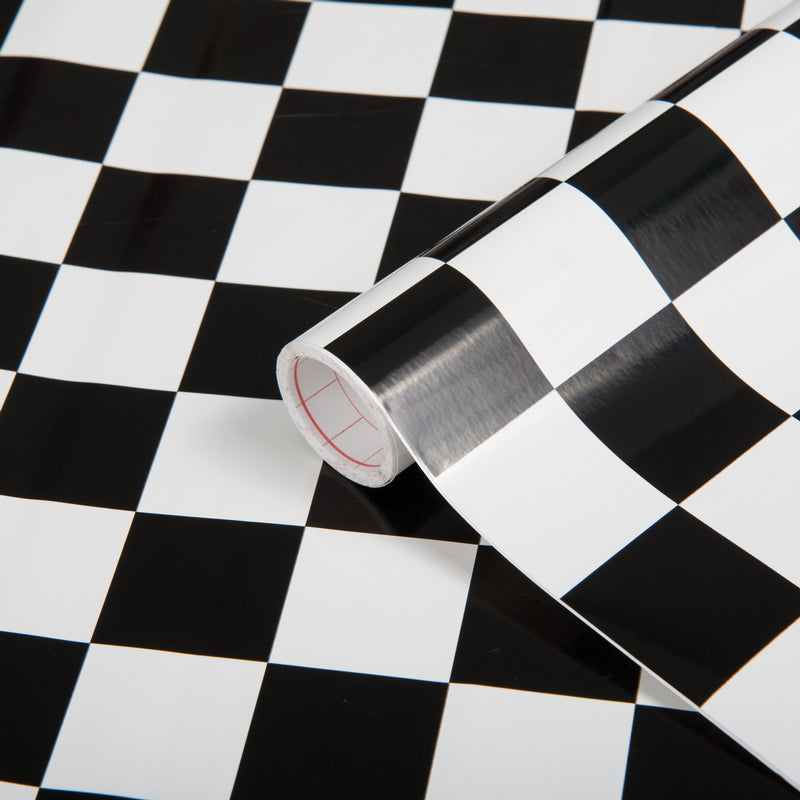 Chequered Black & White Self Adhesive Vinyl | 450mm/m – Vinyl Depot UK