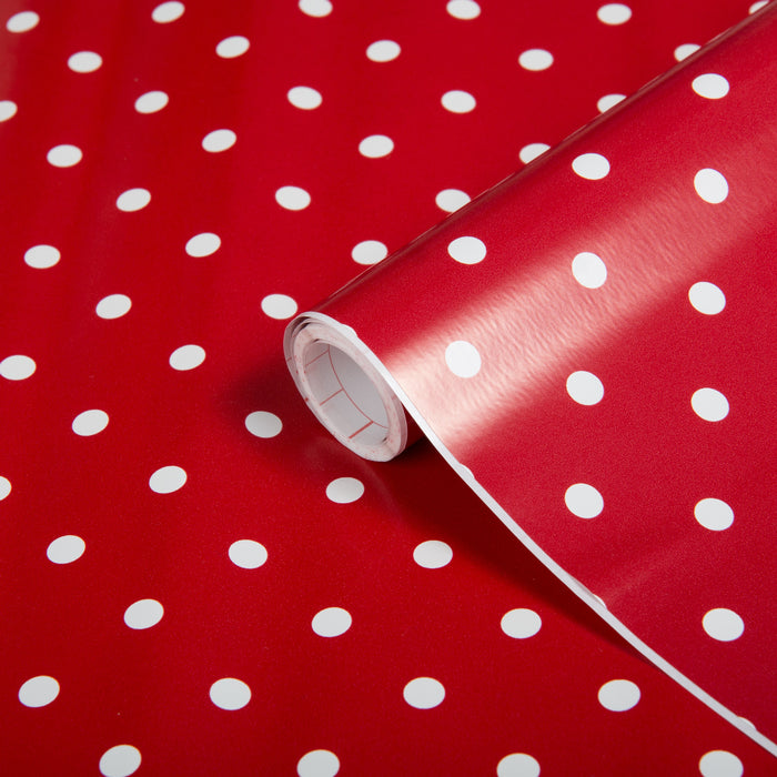 Red Polka Dot Vinyl (450mm, Self-Adhesive)